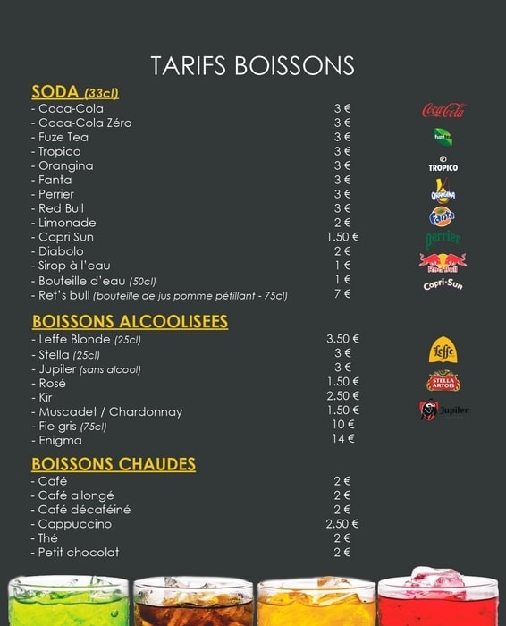 Carte des boissons